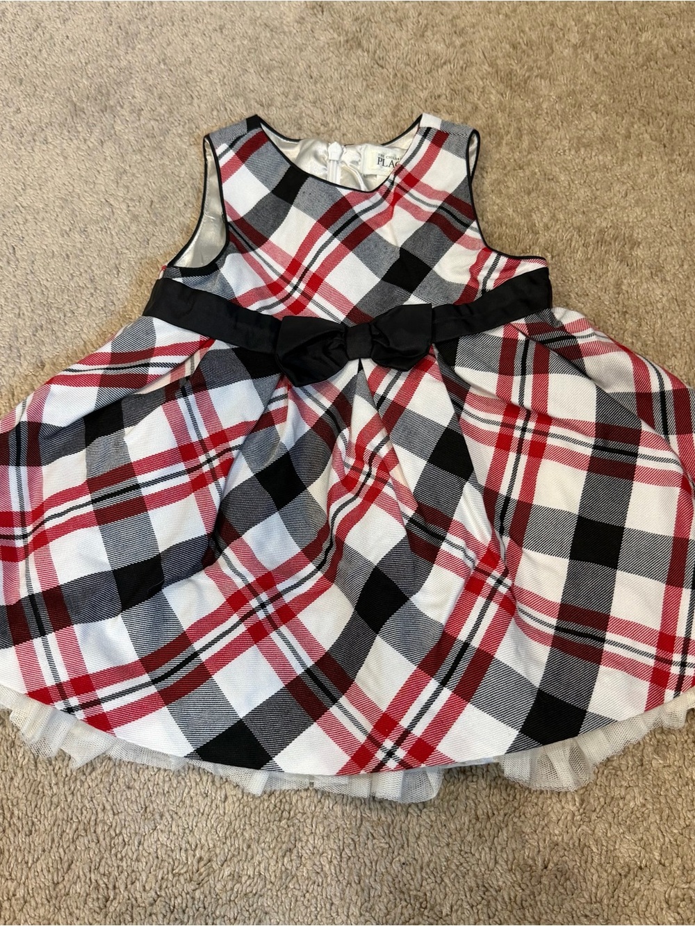 Red and Black Plaid Bow-Accent Kids Dress Sz 12 months Holiday